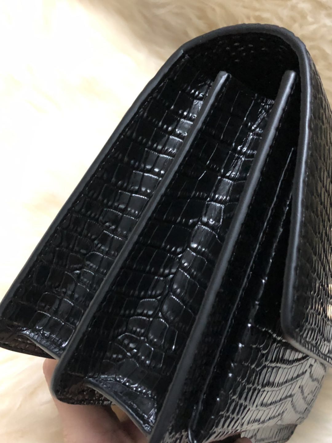 Y51 monogram kate in embossed crocodile shiny  22cm