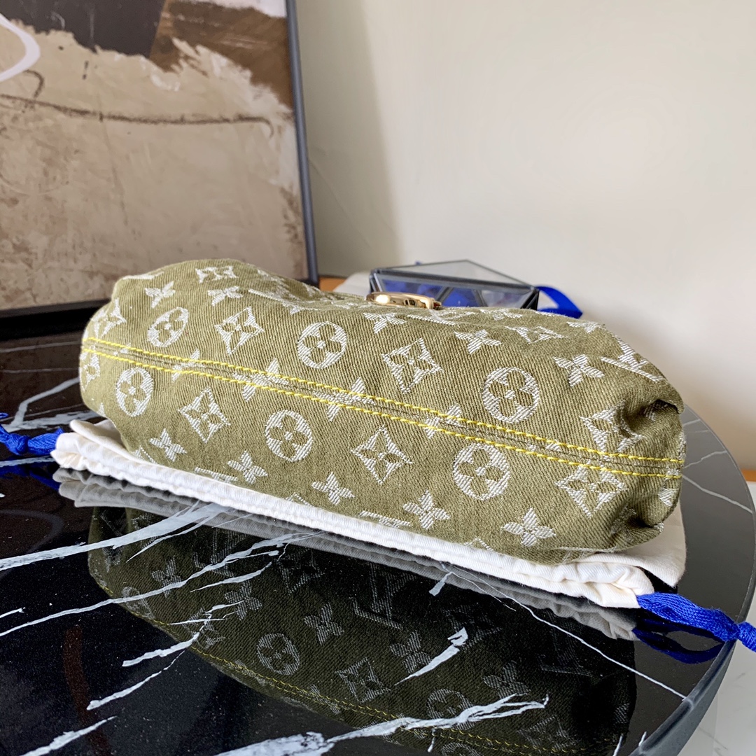 LV denim small satchel m95050 green 26*15*9cm