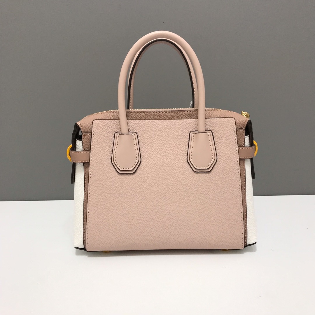 Mercer Medium Tri-Color Pebbled Leather Belted Satchel 27 x 20 x 11cm