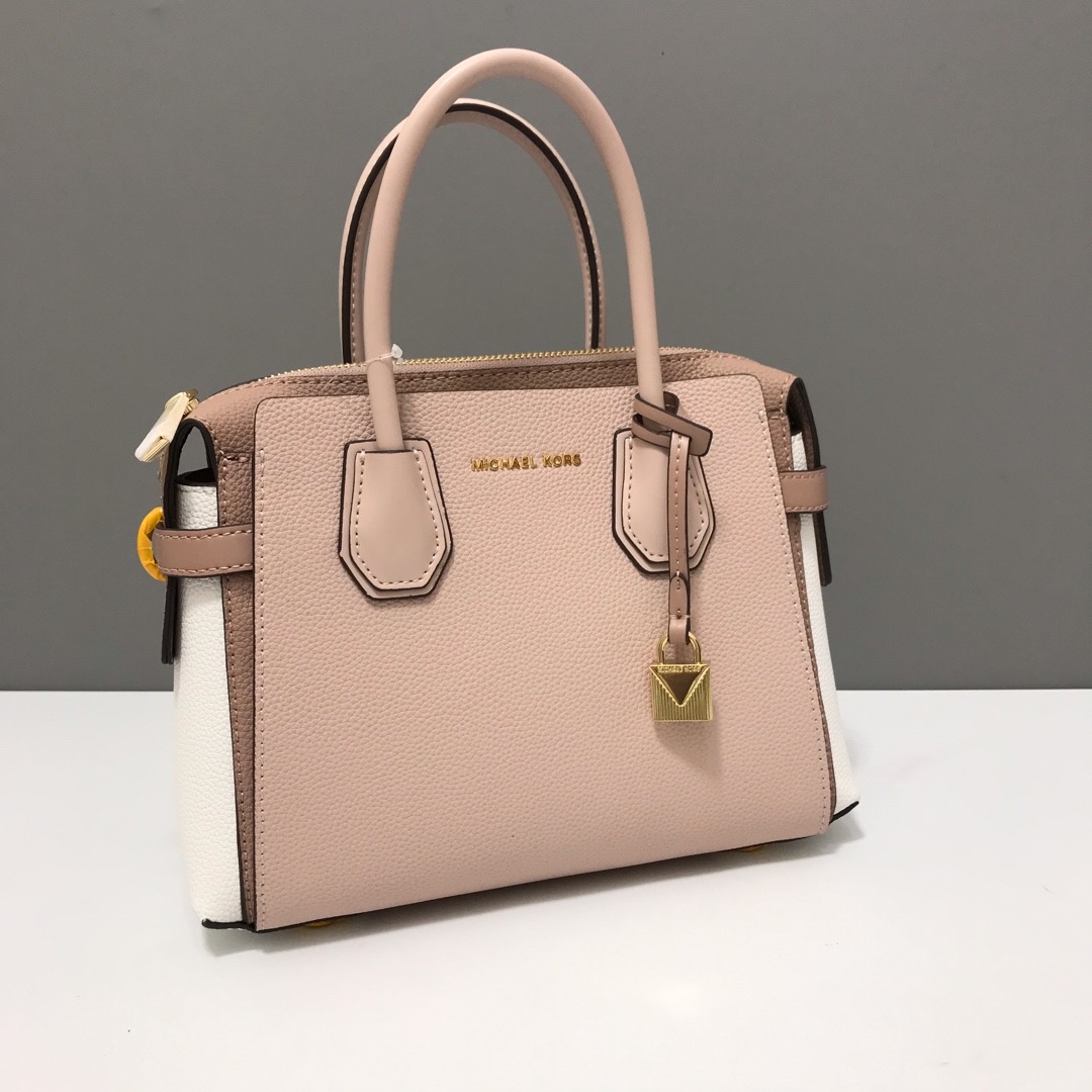 Mercer Medium Tri-Color Pebbled Leather Belted Satchel 27 x 20 x 11cm