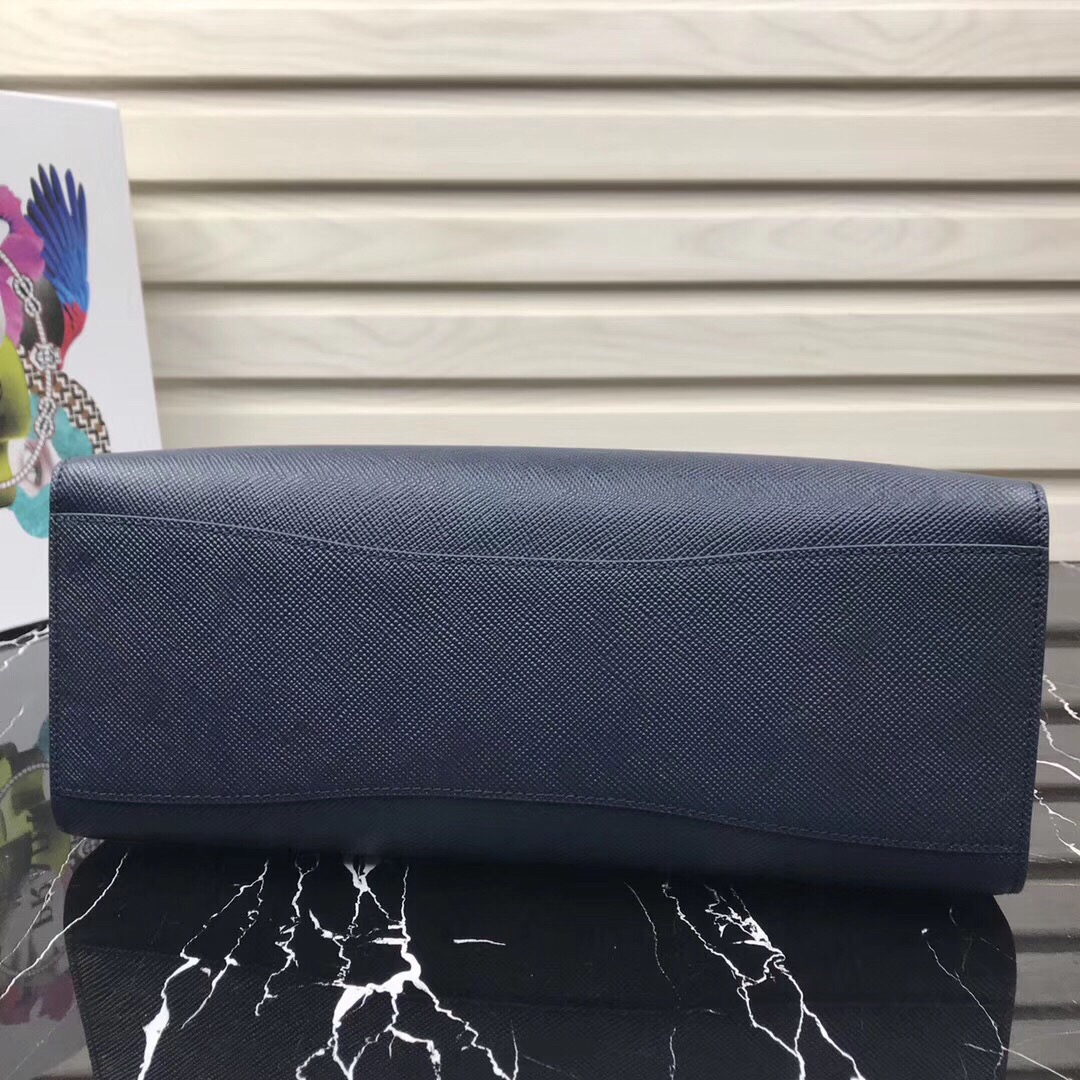 Large saffiano leather handbag dark blue 1BA153 34 × 24 × 13cm