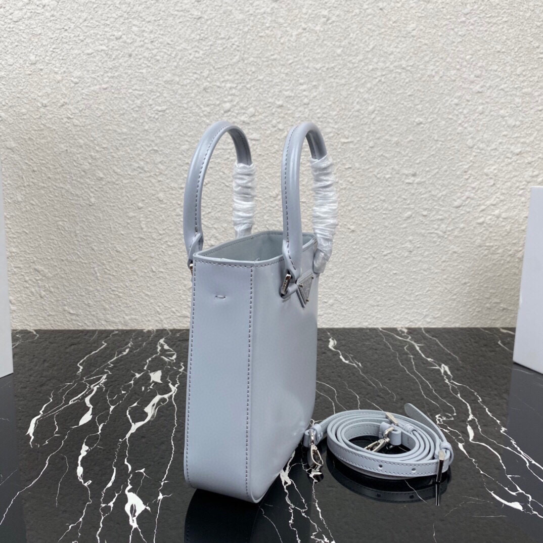 Pra*a small brushed leather tote cornflower blue 1ba331 17.5 x 15 x 5cm