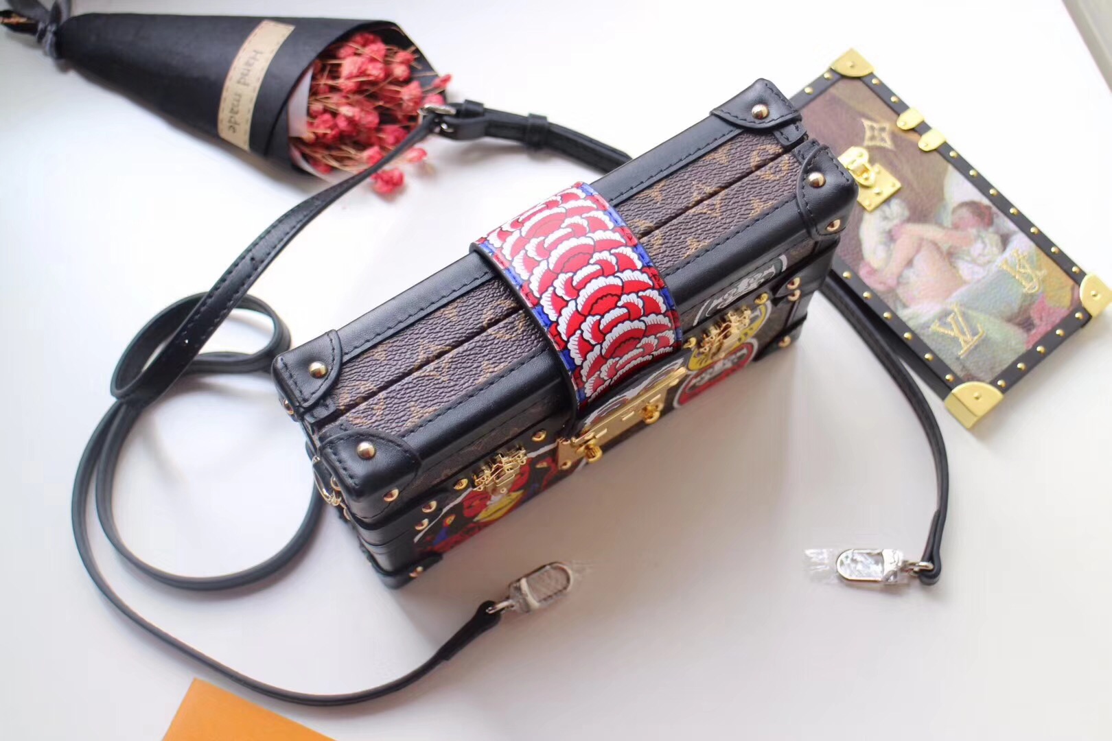 l0vis Vvtt0n petite malle box bag monogram handbag brown m43544 19 x 5 x 11.5cm