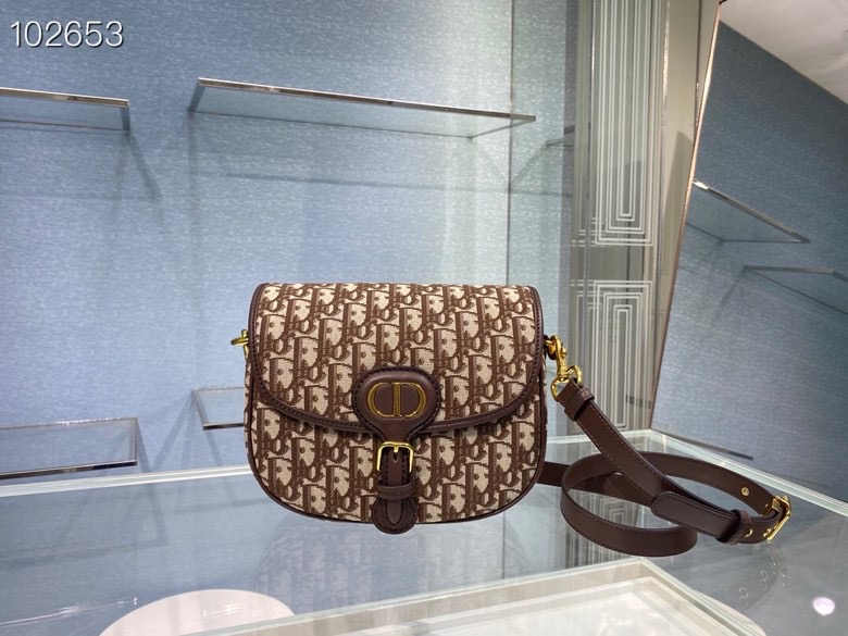 medium D10r bobby bag brown oblique jacquard 22 x 17 x 6 cm