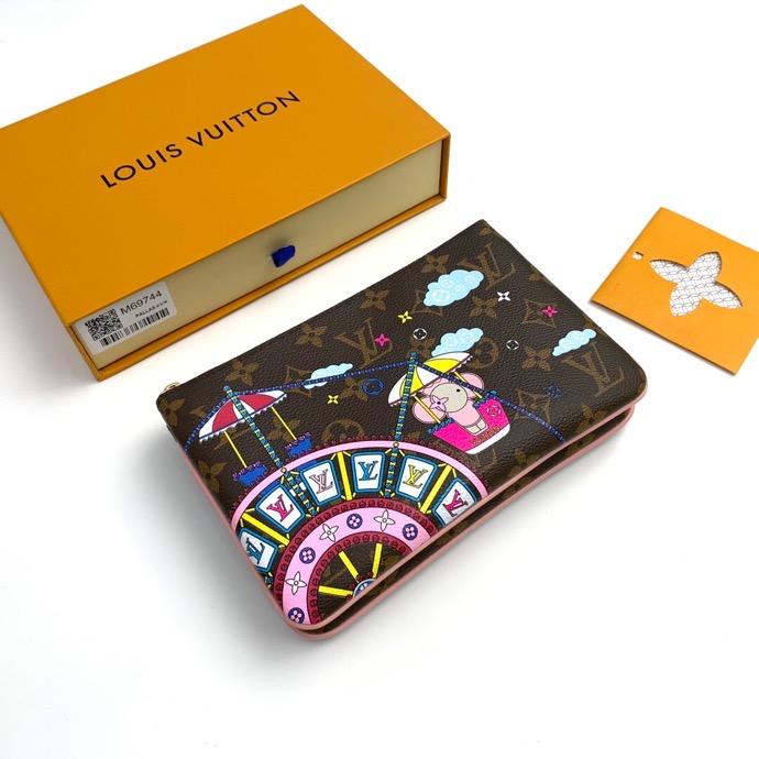 DOUBLE ZIP POCHETTE M69744 20 x 12.5 x 3 cm