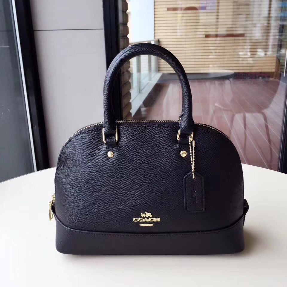 COACH Mini Shell Bag Satchel Crossgrain Leather Black F57555 25 x 18 x 10cm
