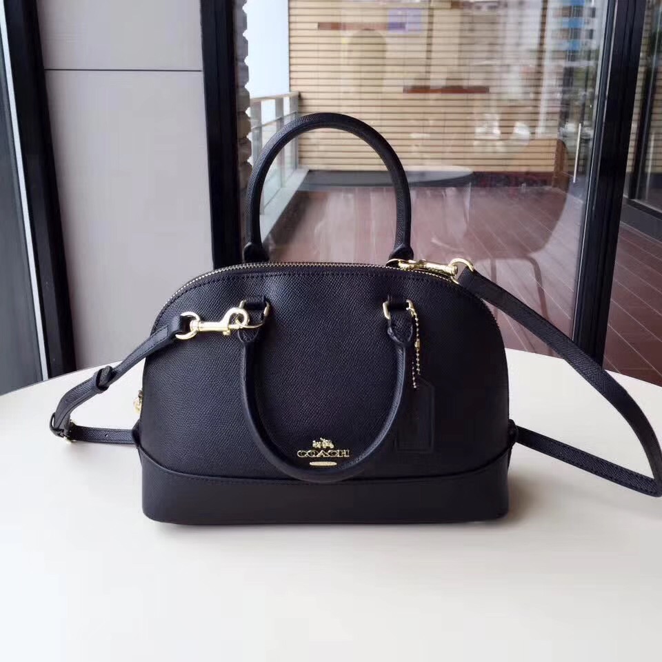 COACH Mini Shell Bag Satchel Crossgrain Leather Black F57555 25 x 18 x 10cm