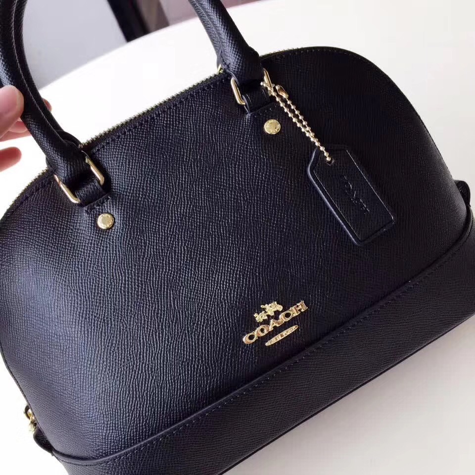 COACH Mini Shell Bag Satchel Crossgrain Leather Black F57555 25 x 18 x 10cm