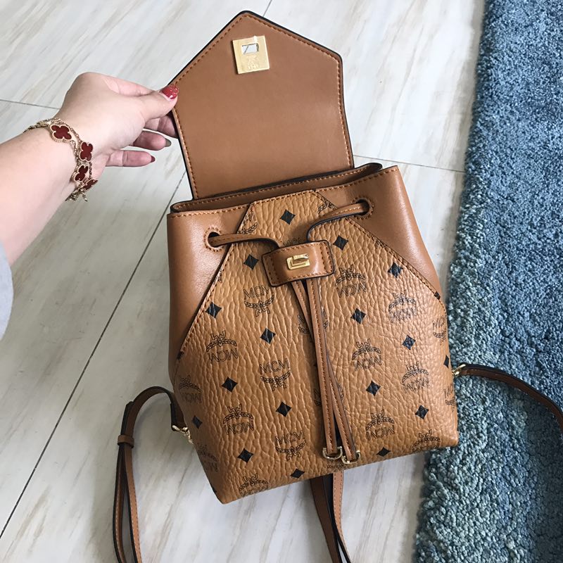 MCM Essential Backpack in Visetos Original Cognac MWK9SSE05CO001 24 x 21 x 12 cm