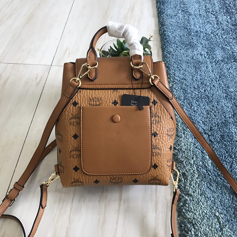 MCM Essential Backpack in Visetos Original Cognac MWK9SSE05CO001 24 x 21 x 12 cm