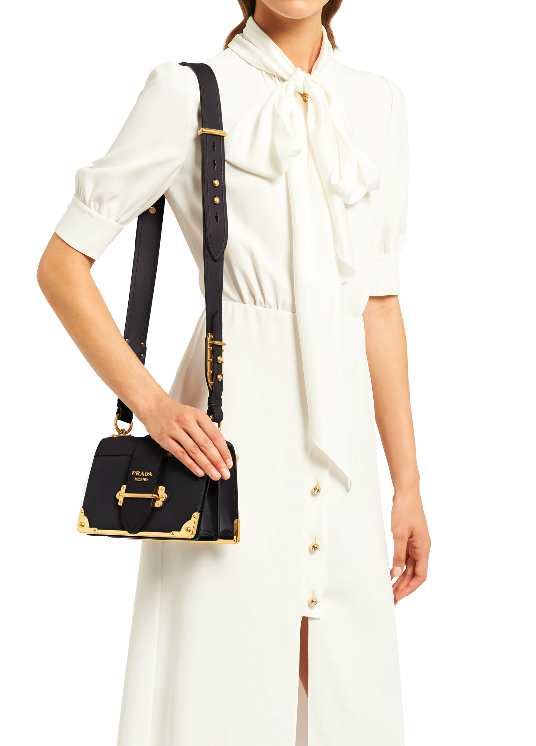 Pra*a leather Pra*a cahier bag black 1bd045 19 x 14 x 9 cm