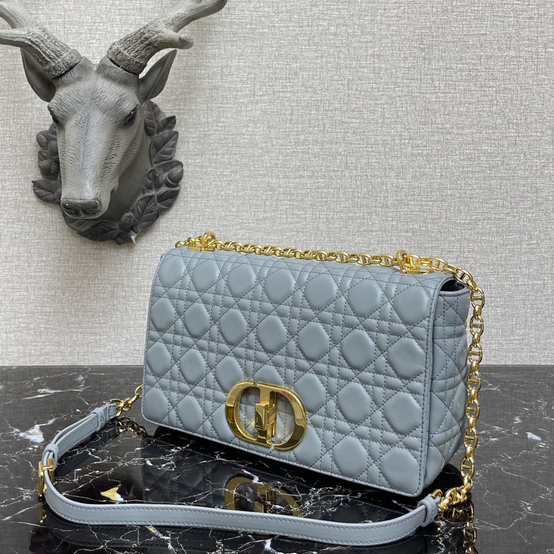 d10r large caro bag gray S*pple cannage calfskin m9243uwhc 28 × 17 × 9 cm