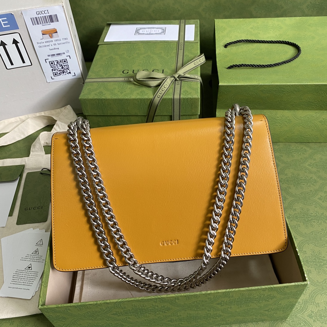 Gvc*1  svp*me dionysus small shoulder bag orange and white leather 400249 28 x 17 x 9 cm