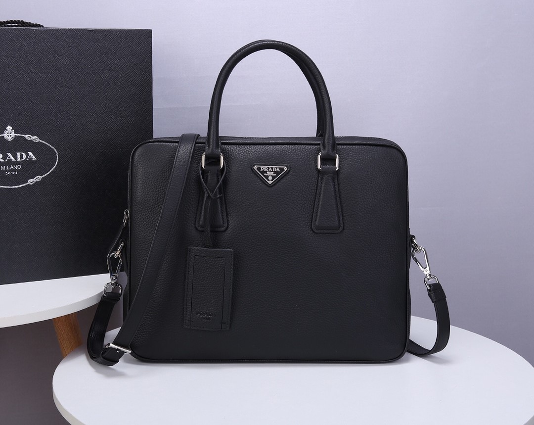 Pra*a saffiano leather work bag black 2ve011 36 x 28 x 46.5 cm