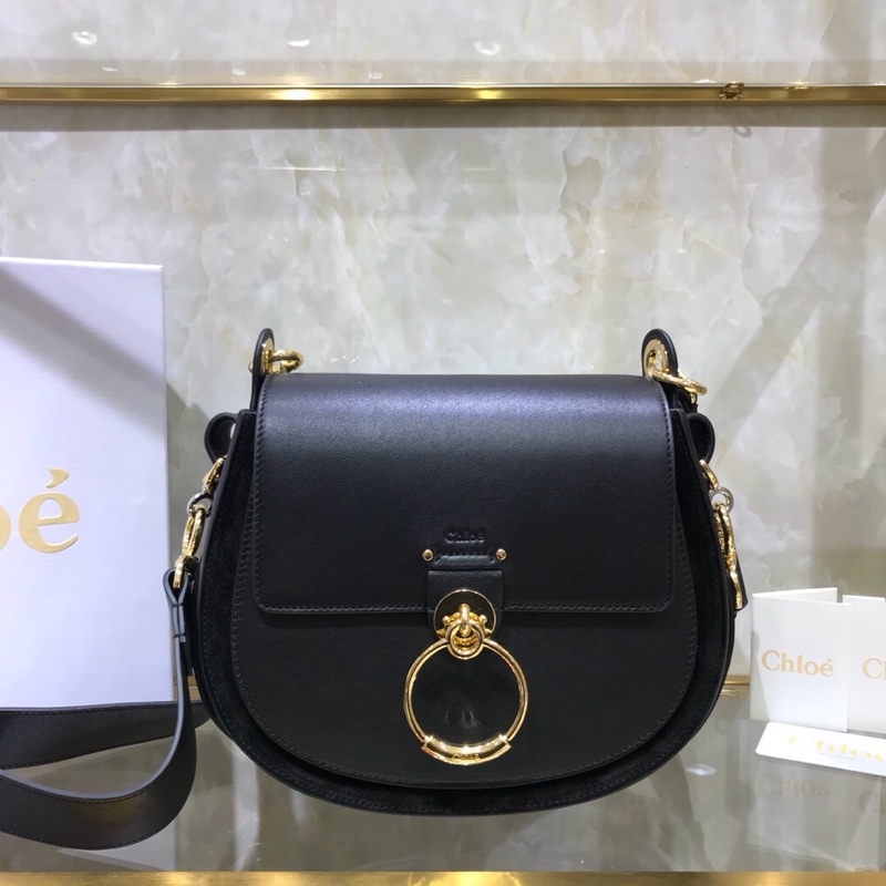 CHLOE CHLOÉ SMALL TESS BAG Tess Small Purse In Shiny & Suede Calfskin Black CHC18WS153A373I2 20 x 18.5 x 7 cm