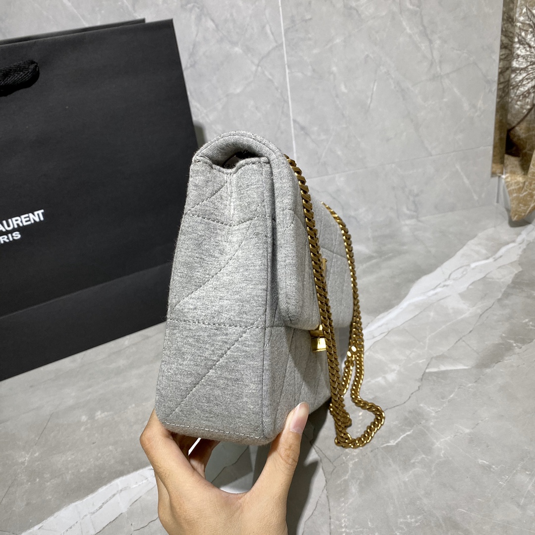 Y51 jamie medium carrÉ rive gauche in jersey light grey 6348202 24 × 15.5 × 6.5 cm