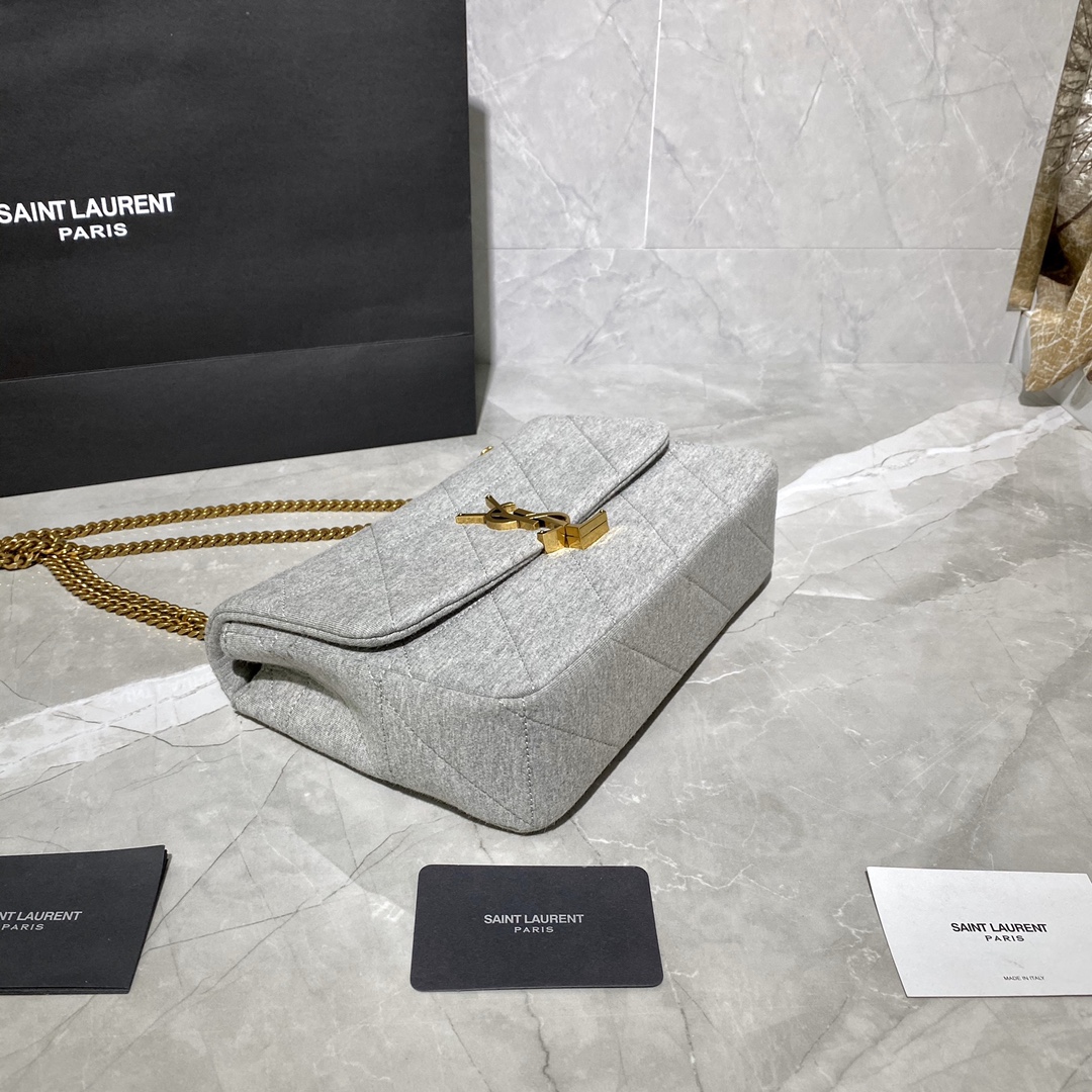 Y51 jamie medium carrÉ rive gauche in jersey light grey 6348202 24 × 15.5 × 6.5 cm