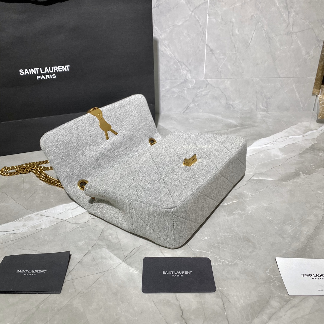 Y51 jamie medium carrÉ rive gauche in jersey light grey 6348202 24 × 15.5 × 6.5 cm