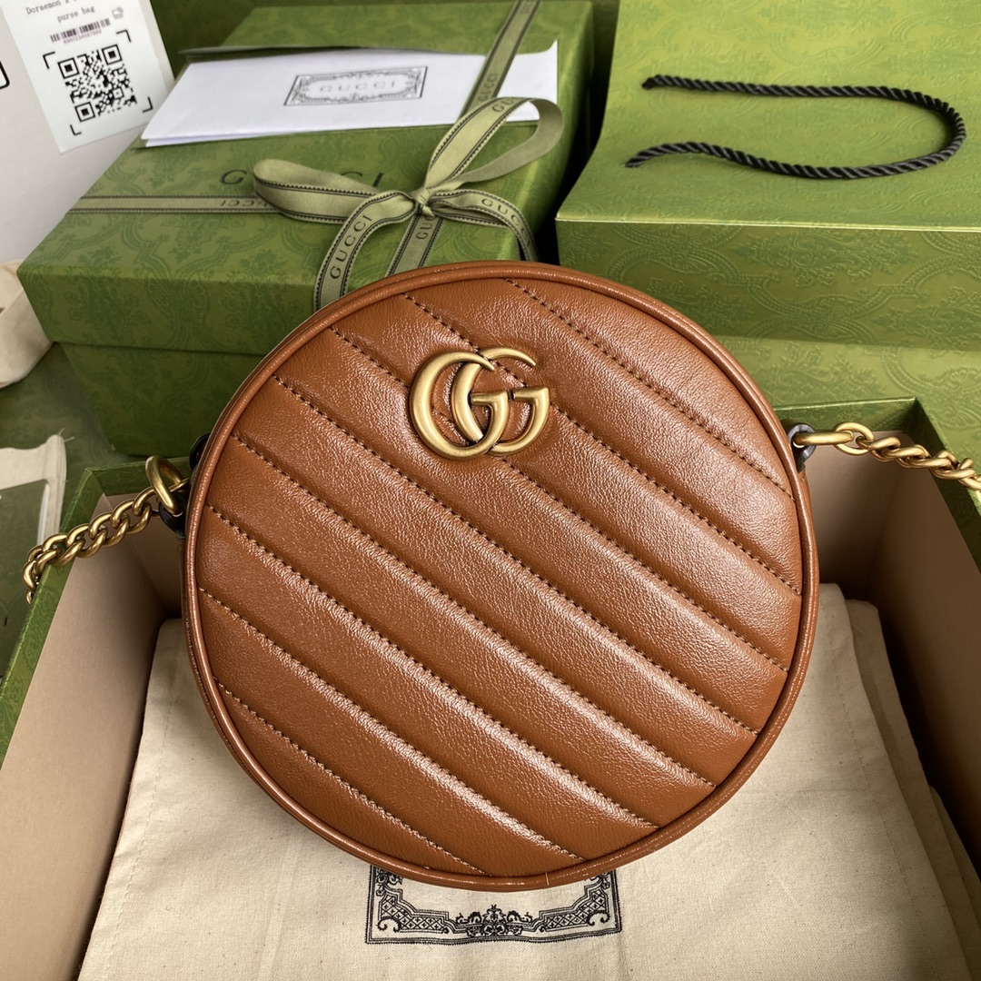 Gvc*1 marmont mini round shoulder bag brown 550154 18.5 x 18.5 x 4.5 cm