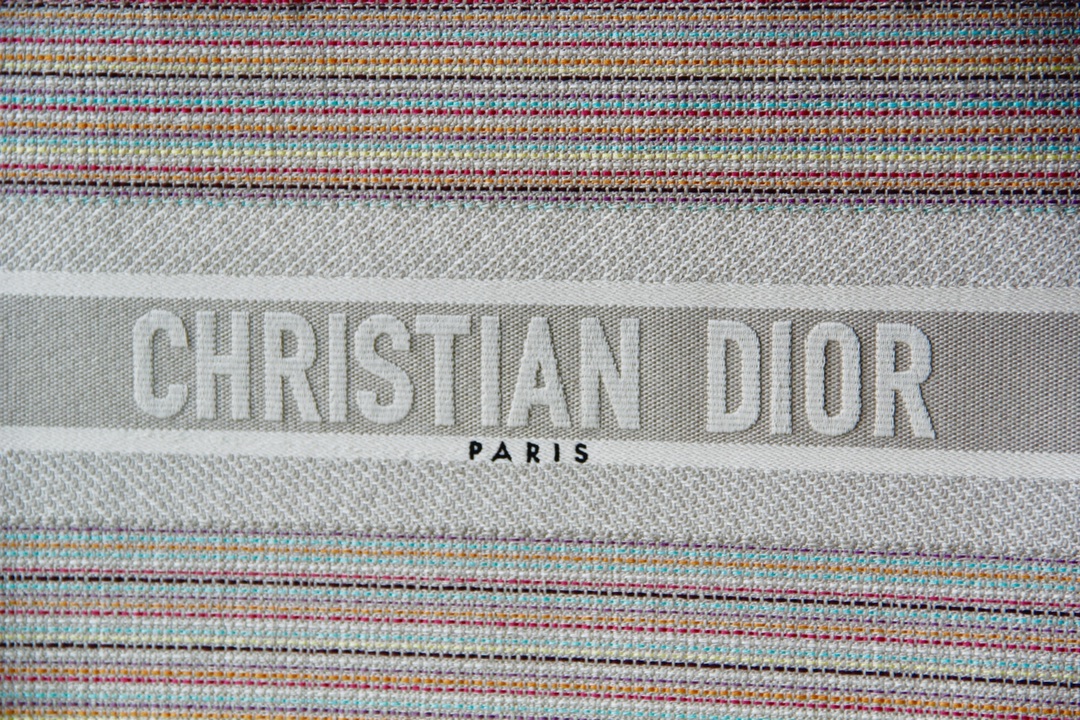 D10r small D10r book tote multicolor stripes embroidery m1296 36.5 x 28 x 16 cm