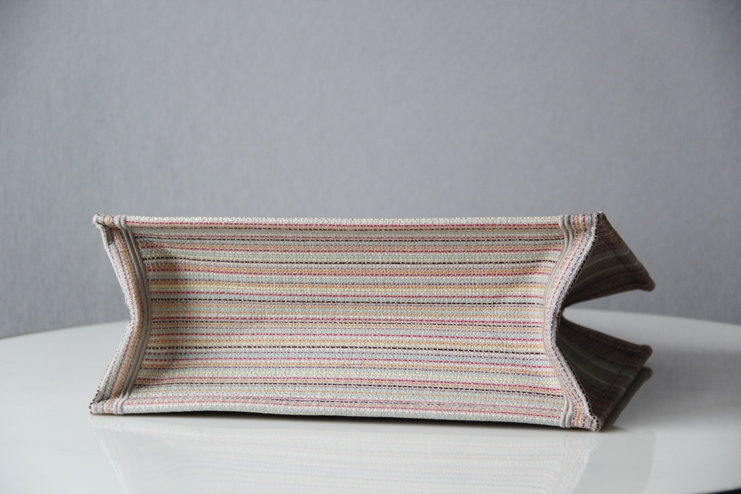 D10r small D10r book tote multicolor stripes embroidery m1296 36.5 x 28 x 16 cm