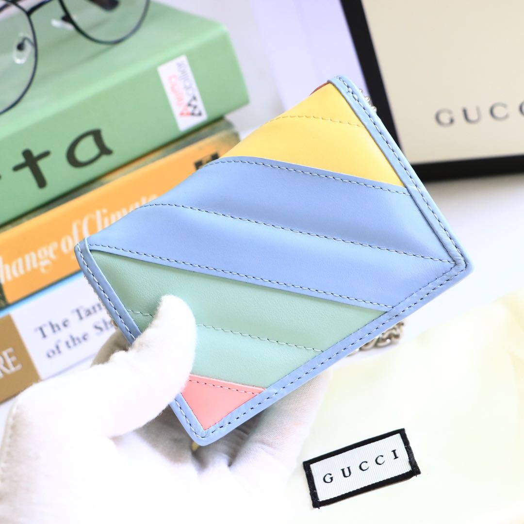 Gvc*1 gg marmont card case wallet rainbow pastel ‎625693 11 x 8.5 x 3 cm