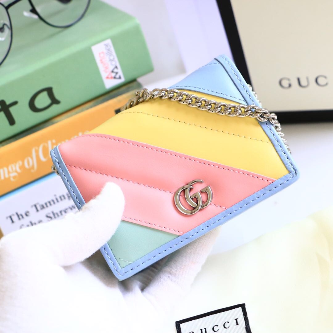 Gvc*1 gg marmont card case wallet rainbow pastel ‎625693 11 x 8.5 x 3 cm
