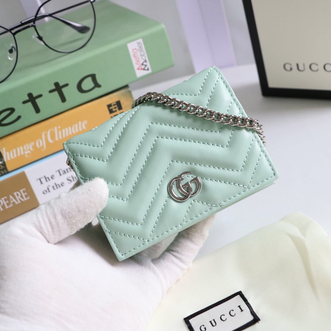 Gvc*1 gg marmont card case wallet light green pastel ‎625693 11 x 8.5 x 3 cm
