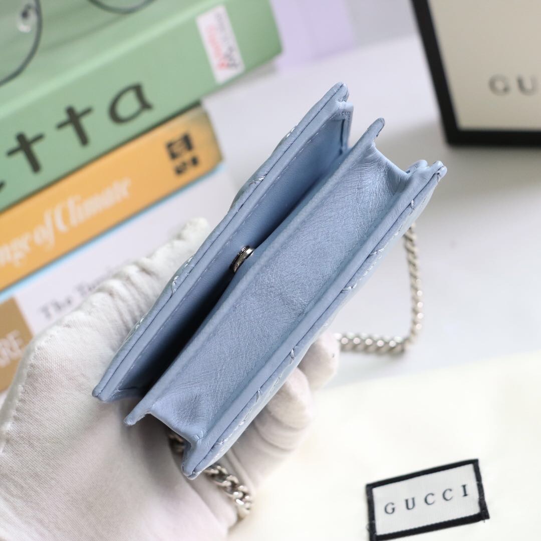 Gvc*1 gg marmont card case wallet light blue pastel ‎625693 11 x 8.5 x 3 cm