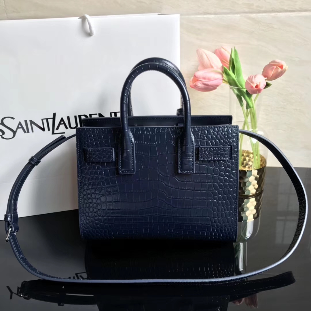 Y51 classic sac de jour nano in embossed crocodile shiny leather navy 392035 22 x 18 x 11 cm