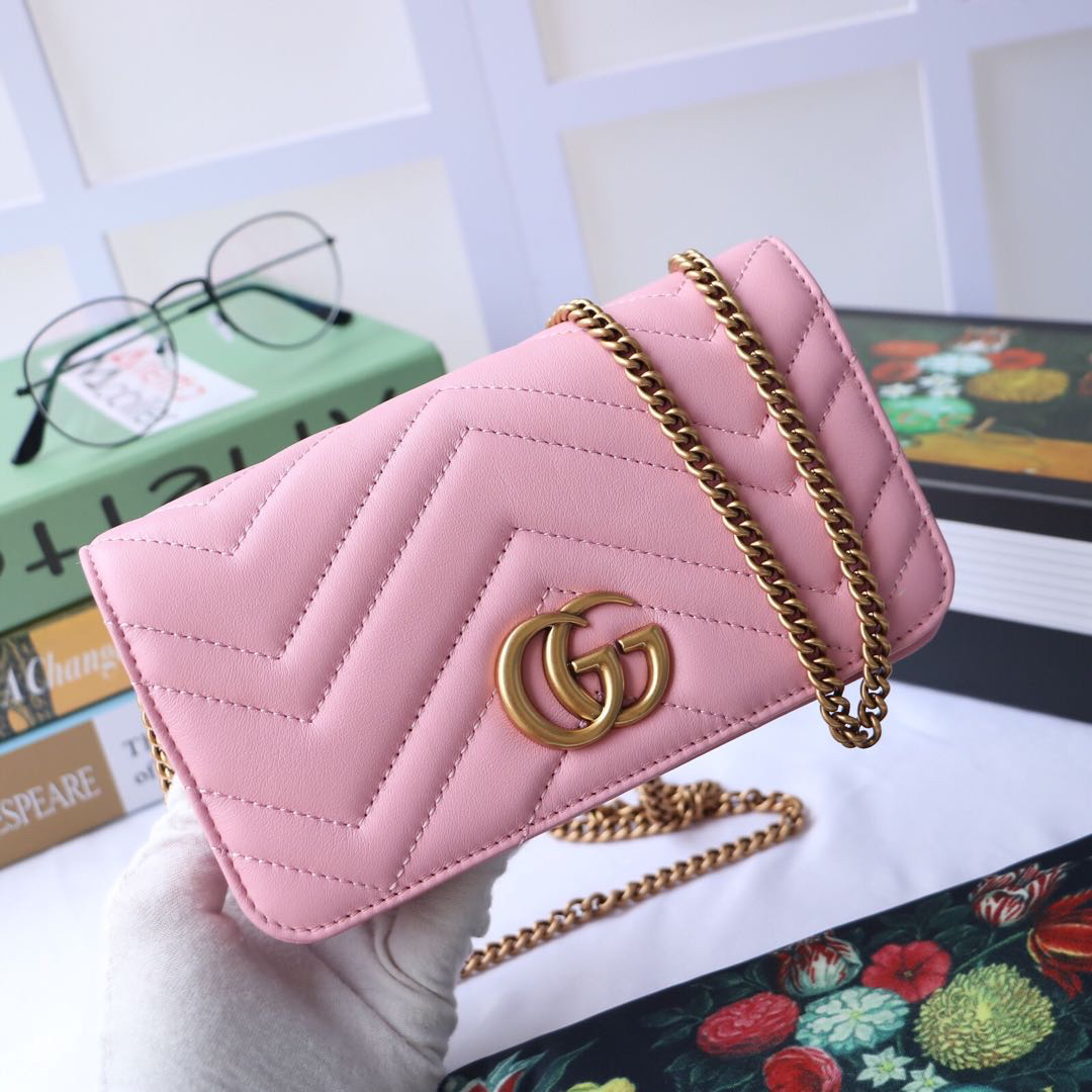 Gvc*1 gg marmont mini bag pink pastel leather 488426 18 x 10 x 5 cm