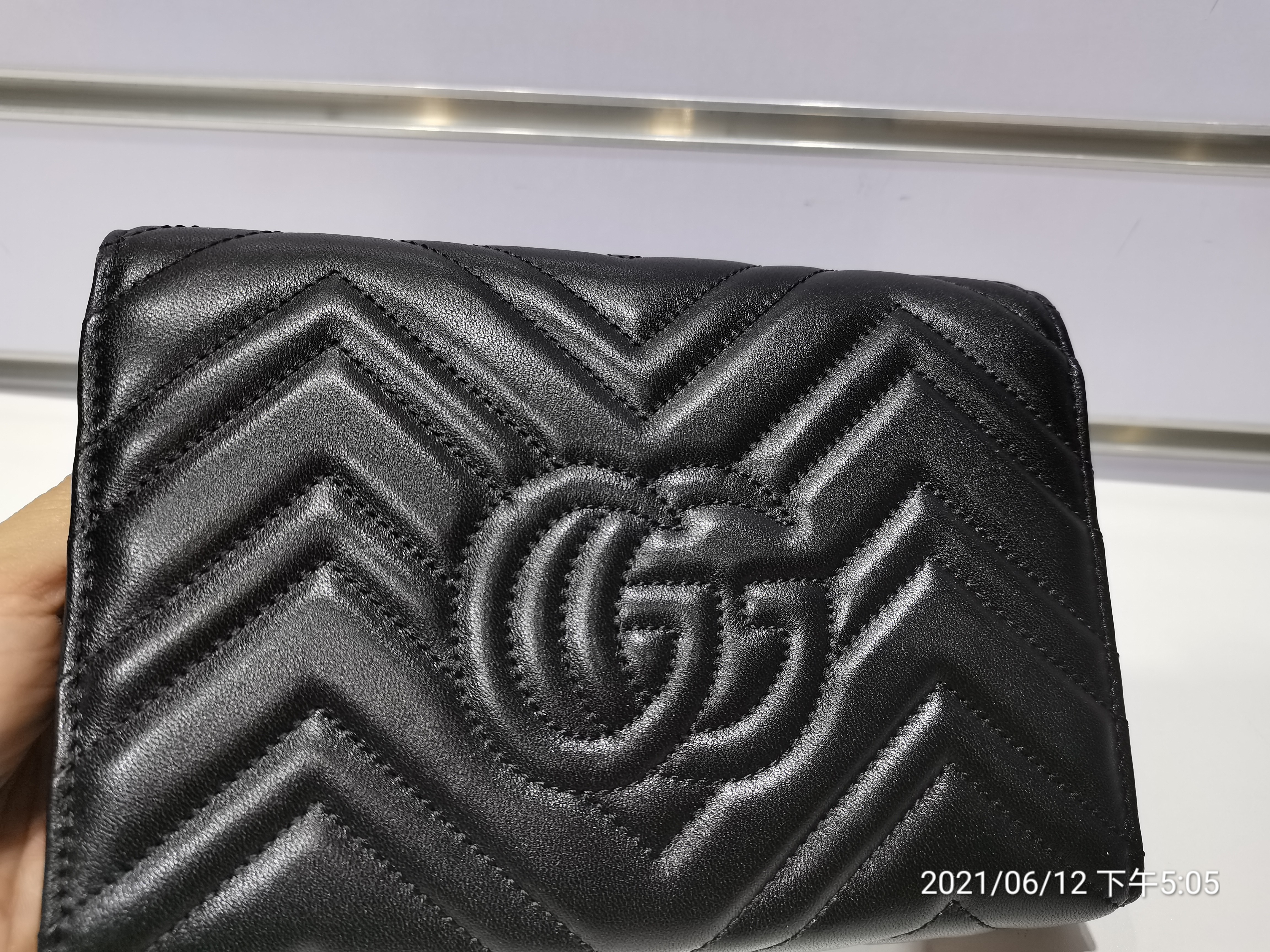 Gvc*1 gg marmont wallet on chain matelasse in calfskin black