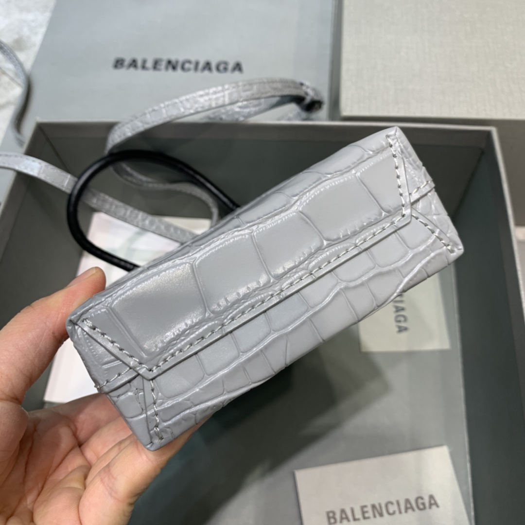 Ba1en*iaga shopping phone holder croc-effect leather bag in grey 12 x 4.5 x 18 cm