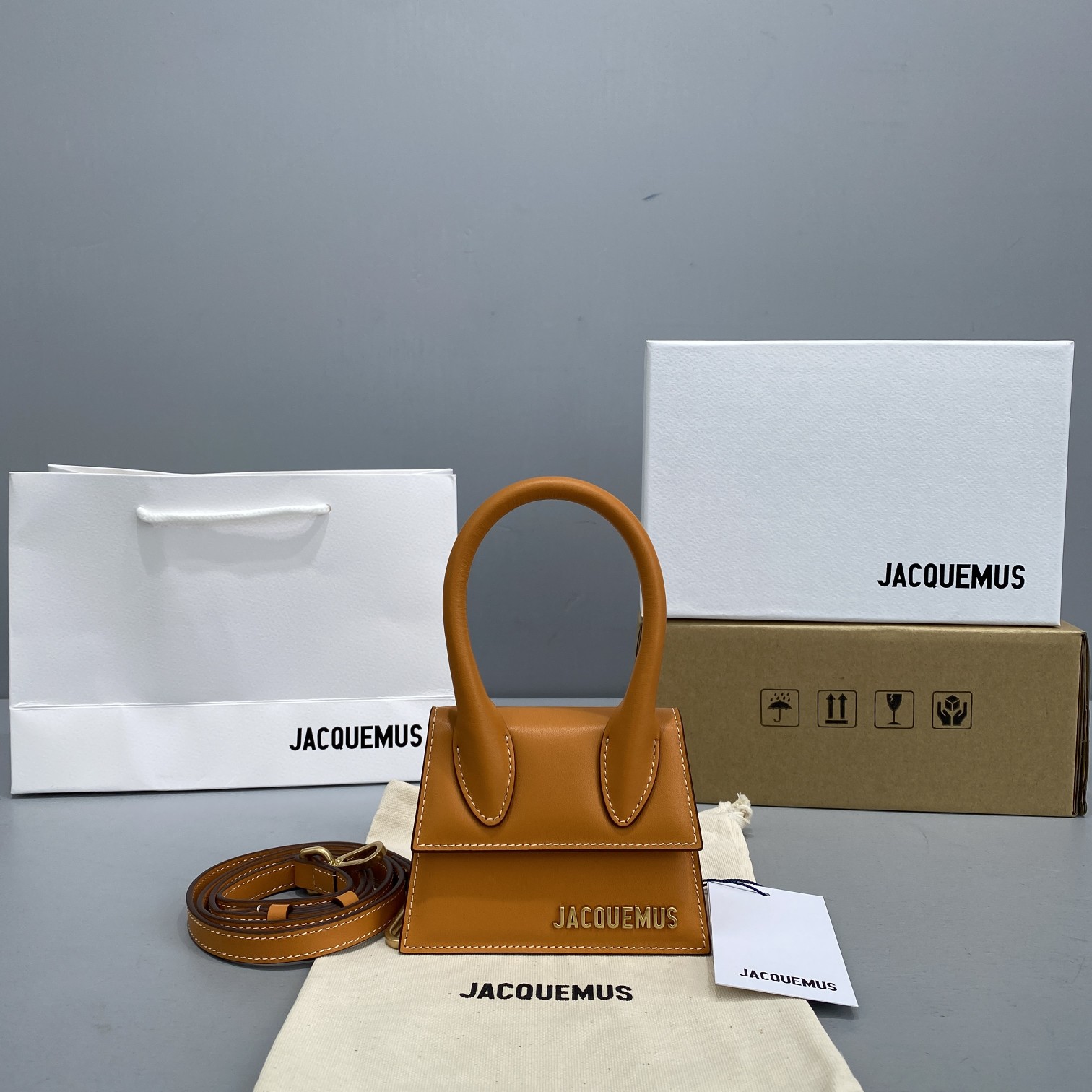 JACQUEMUS LE CHIQUITO Mini Leather Bag Brown 213BA01 12 x 8 x 5 cm