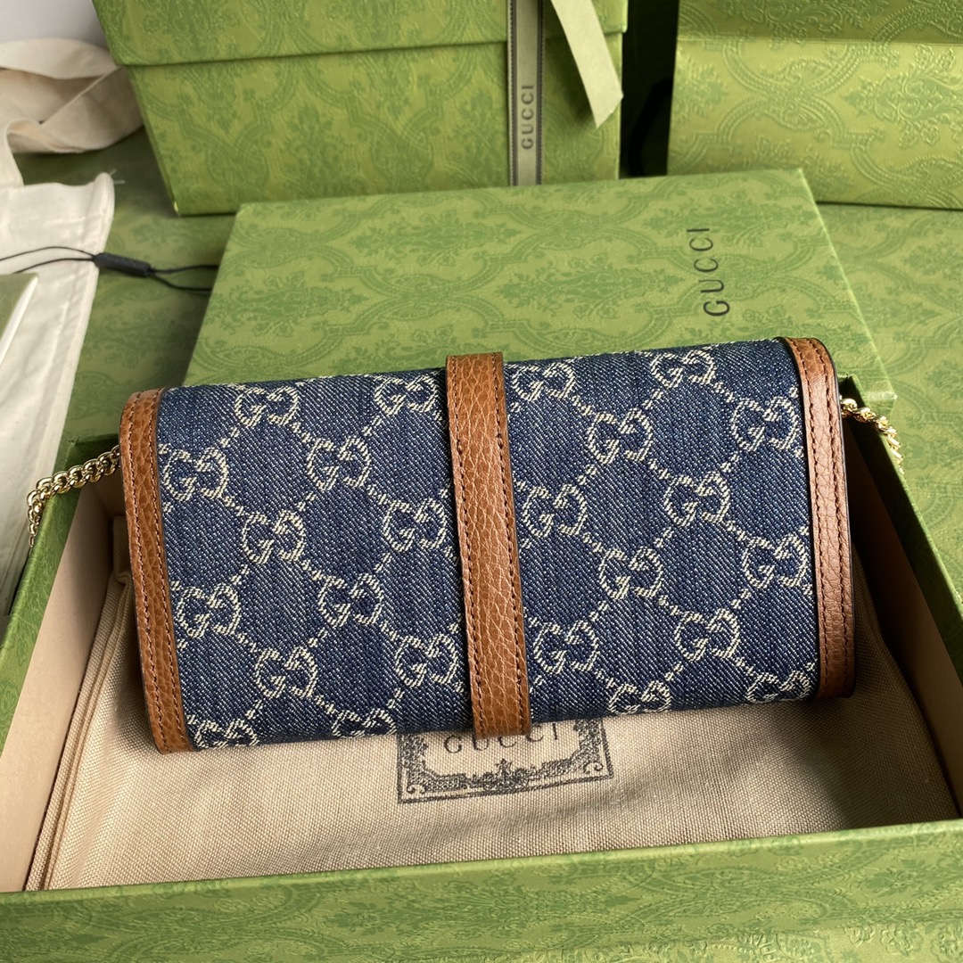 Gvc*1 jackie 1961 chain wallet blue and ivory ‎652681 19 x 10 x 3.5 cm