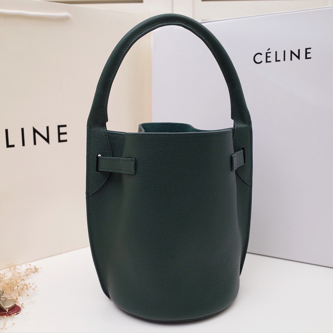 Ce1i*e big bag nano bucket in smooth calfskin forest 187243a4t 21 x 15 x 15 cm