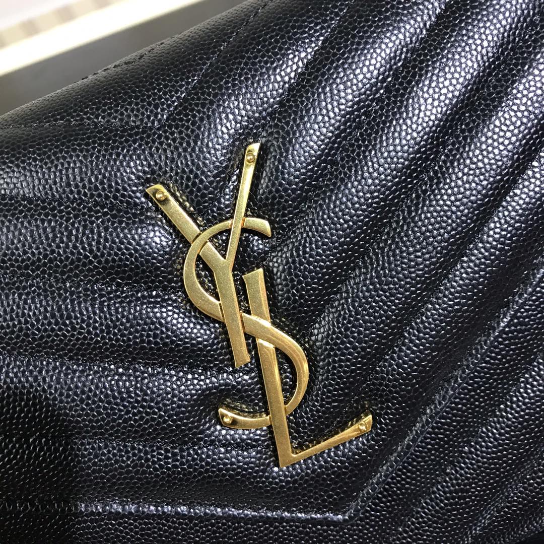 Y51 monogram chain wallet in grain de poudre embossed leather black 377828 22.5 x 14 x 4 cm