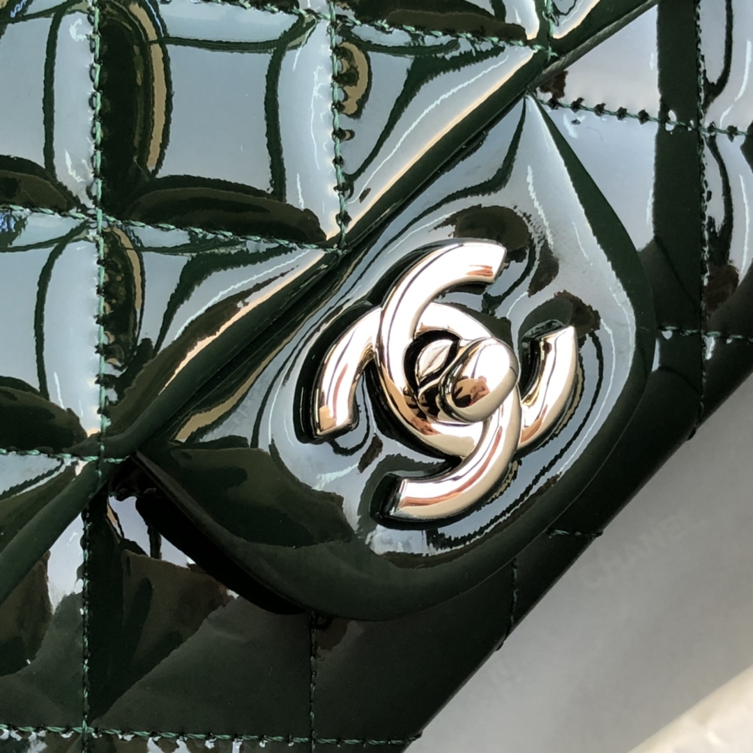 Ch**el cf mini patent calfskin & silver metal forest bag 20cm