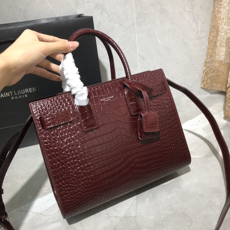 Y51 classic sac de jour baby in crocodile embossed matte leather burgundy 421863 26 x 20.5 x 12.5 cm