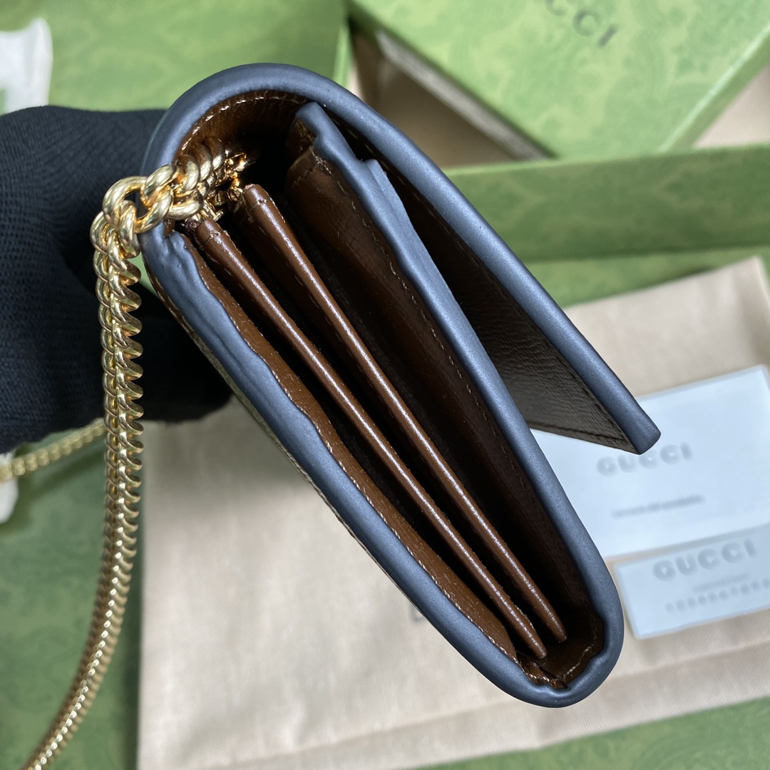 Gvc*1 jackie 1961 chain wallet beige and brown 652681 19 x 10 x 3.5 cm