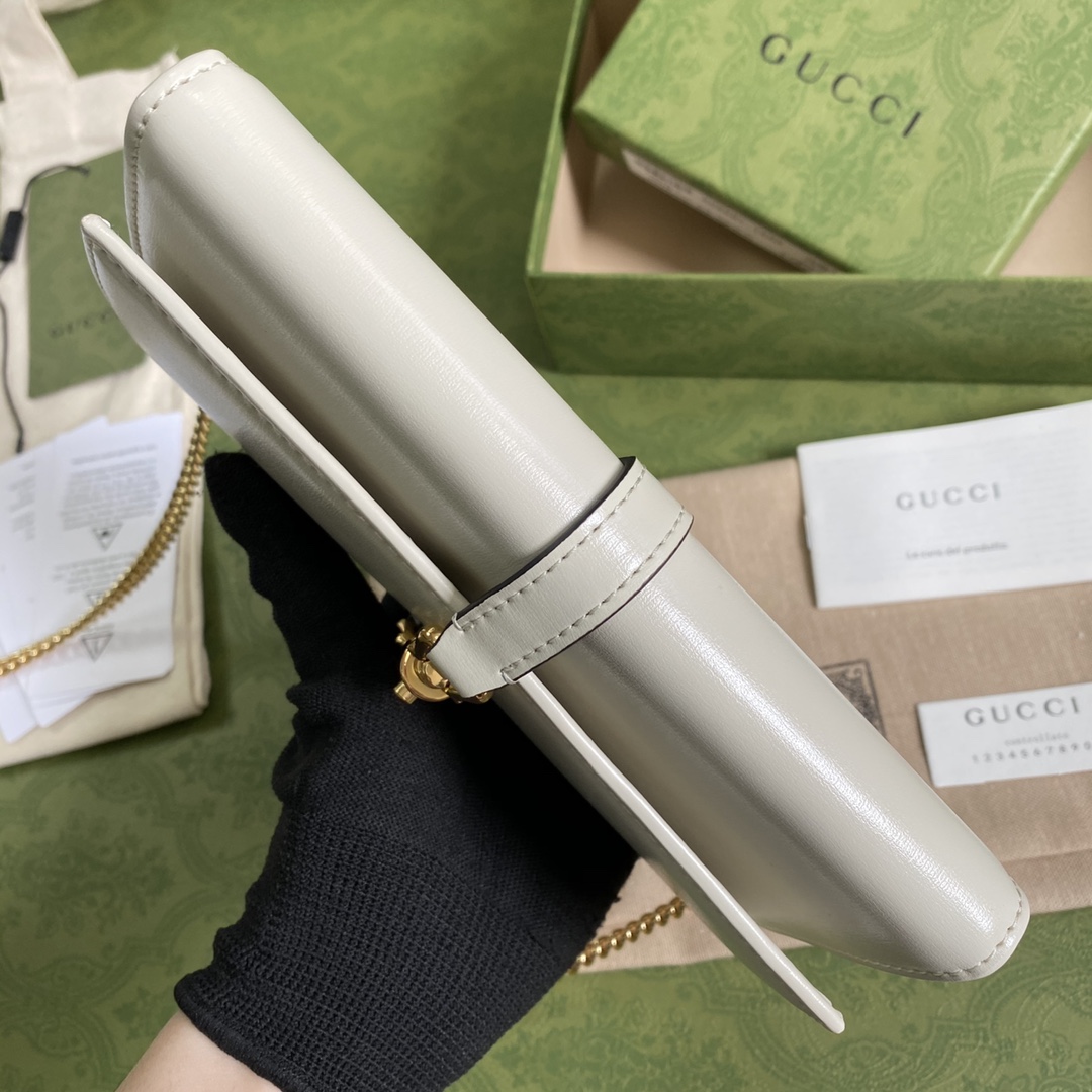 Gvc*1 jackie 1961 chain wallet white leather 652681 19 x 10 x 3.5 cm