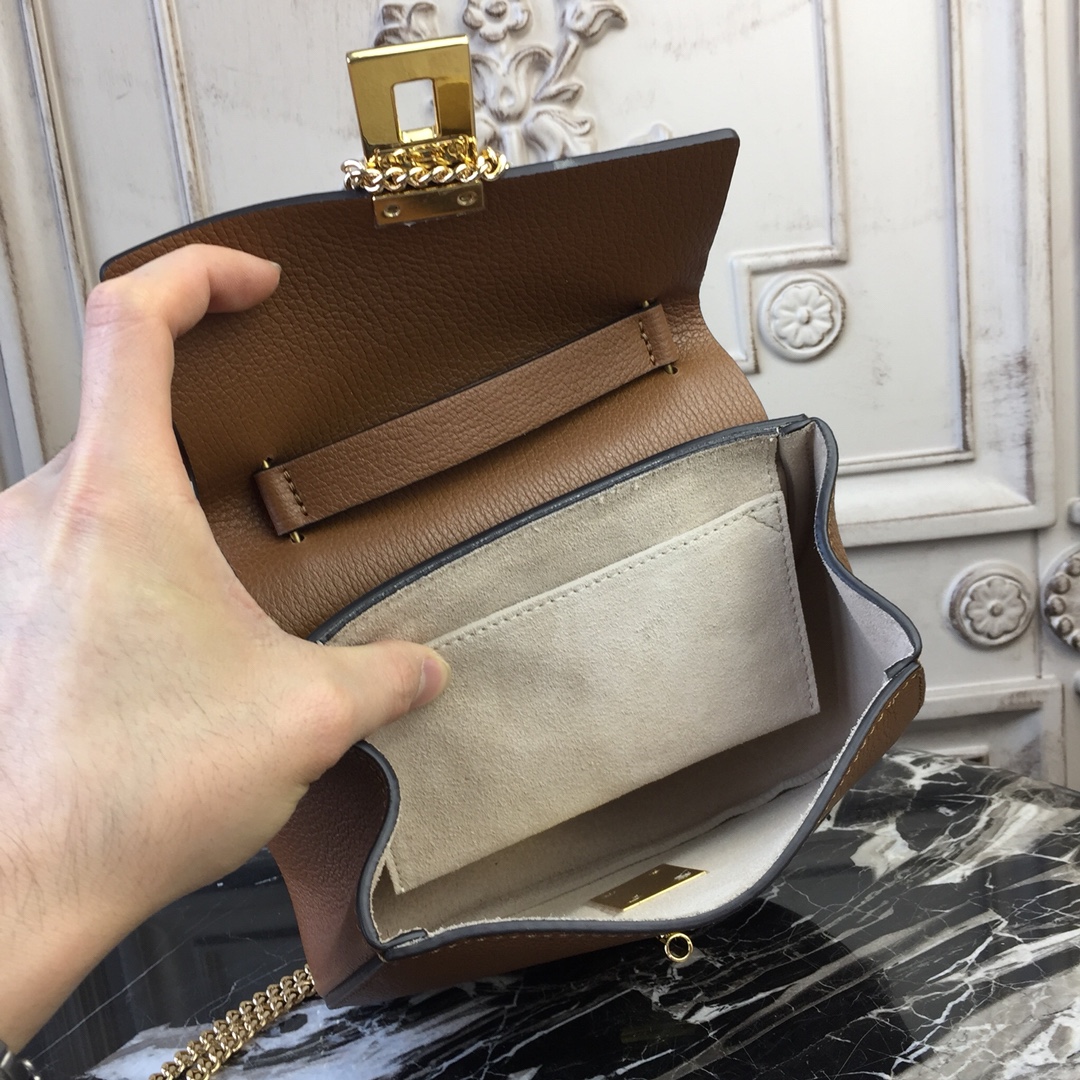 CHLOE MINI DREW Shoulder Bag Arizona Brown 19 x 7 x 16 cm