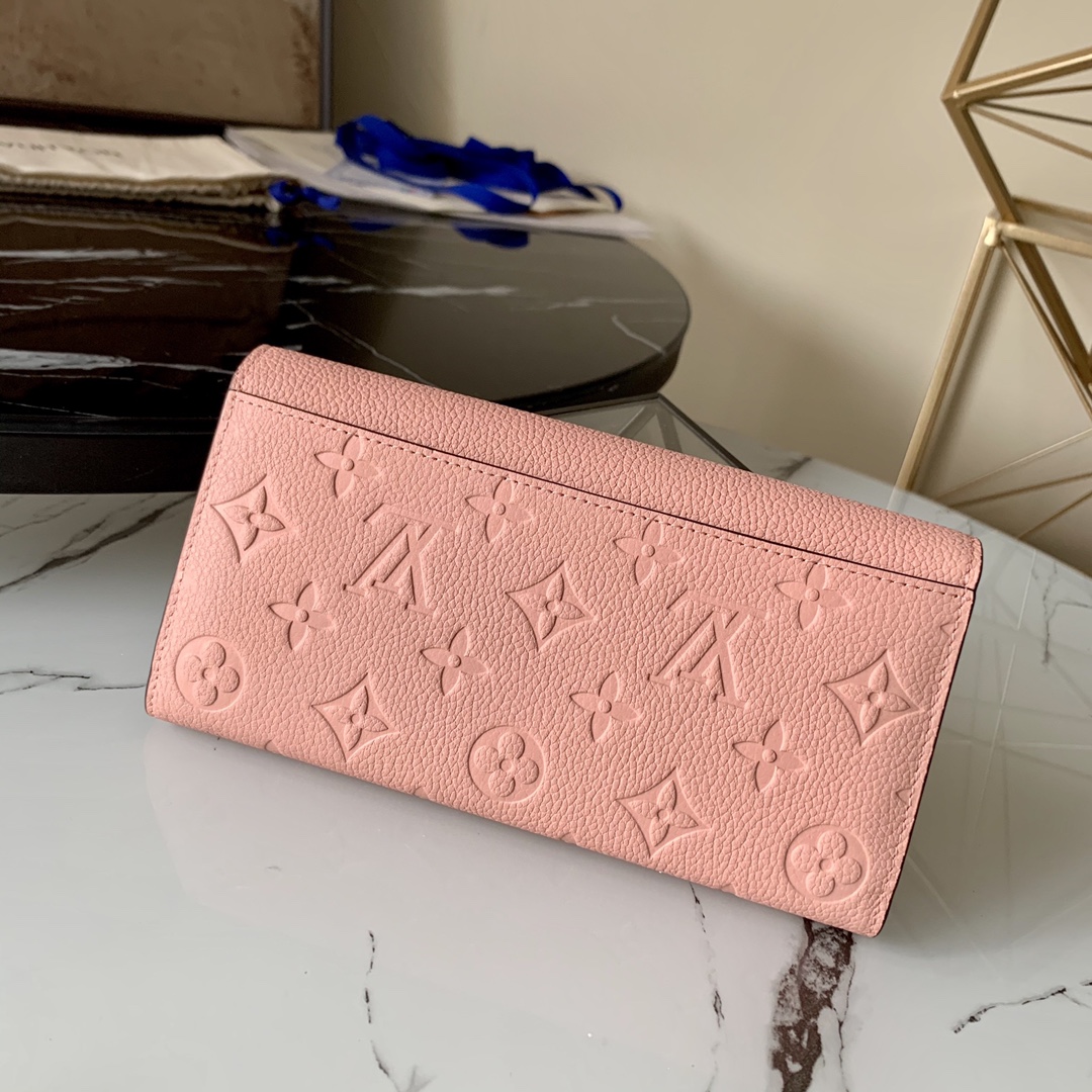 l0vis Vvtt0n sarah wallet monogram empreinte leather rose poudre m64082 19 x 10 x 2 cm