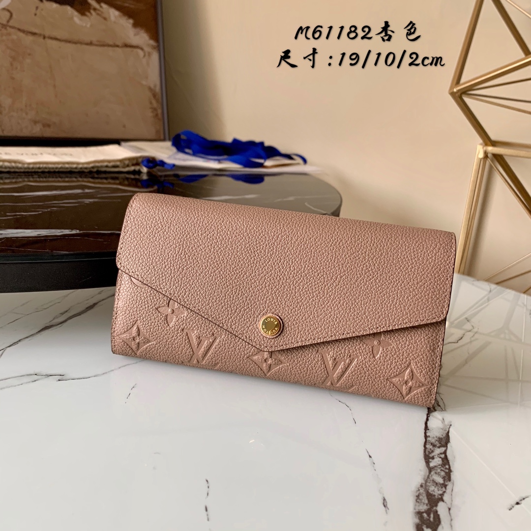 l0vis Vvtt0n sarah wallet monogram empreinte leather tourterelle m68708 19 x 10 x 2 cm