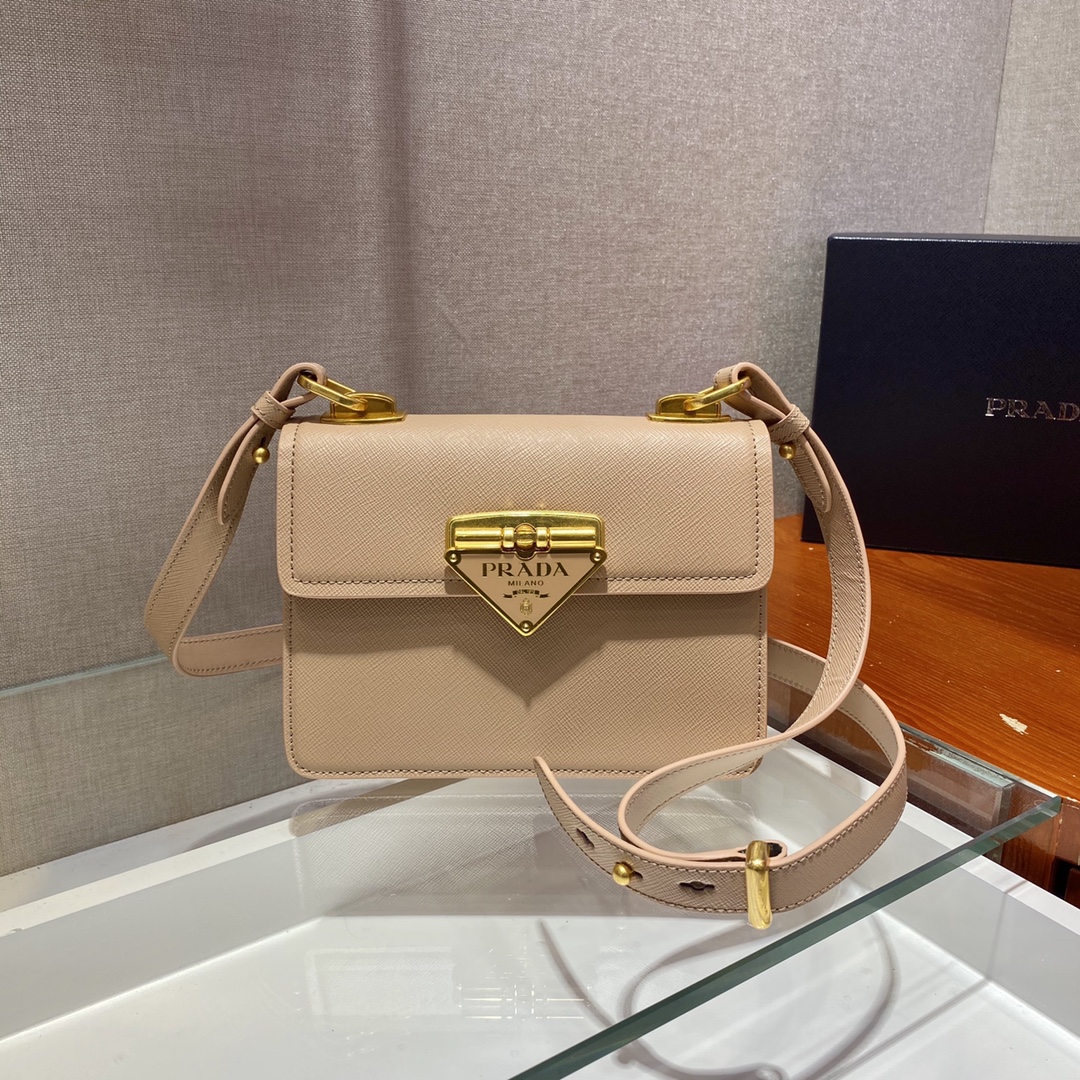Pra*a saffiano leather symbole bag cameo beige 1bd270 20 x 14 x 7 cm