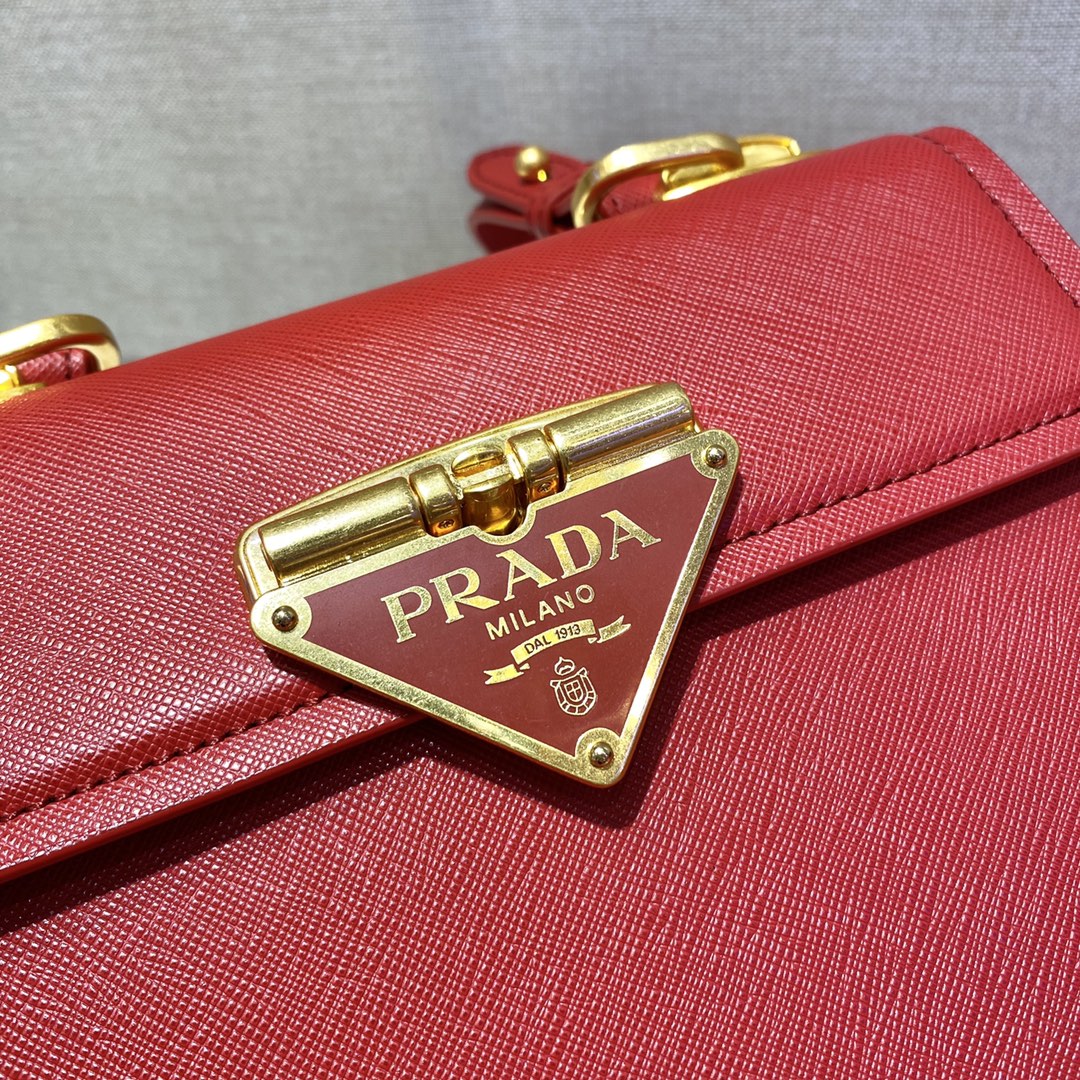 Pra*a saffiano leather symbole bag red 1bd270 20 x 14 x 7 cm