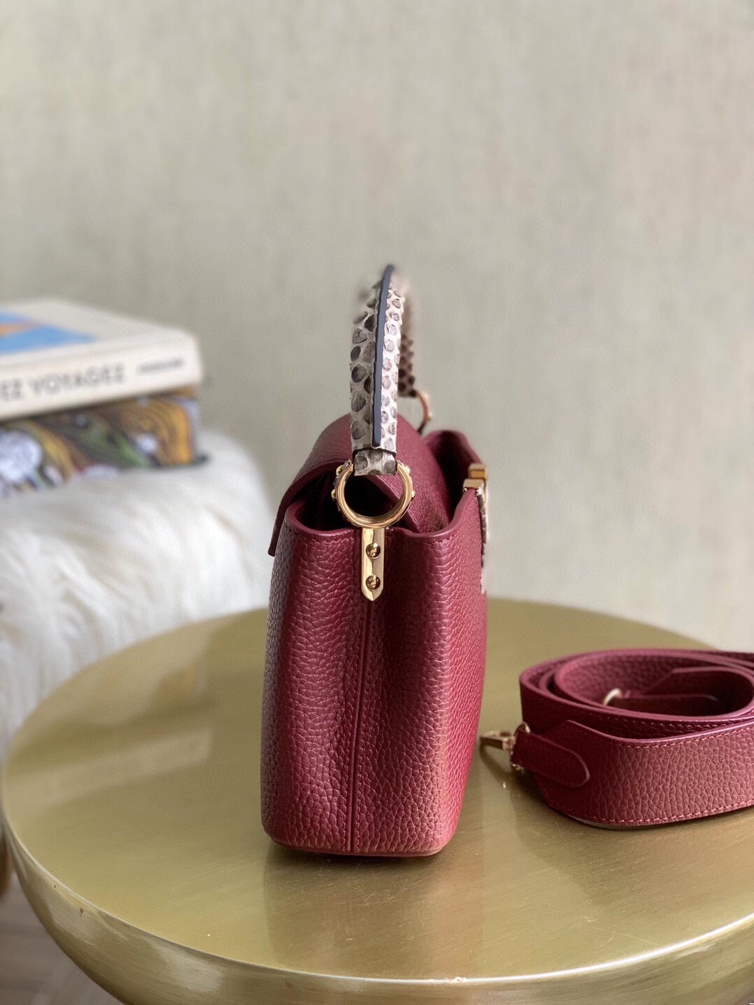 l0vis Vvtt0n capucines mini python wine n99312 21 x 14 x 8 cm