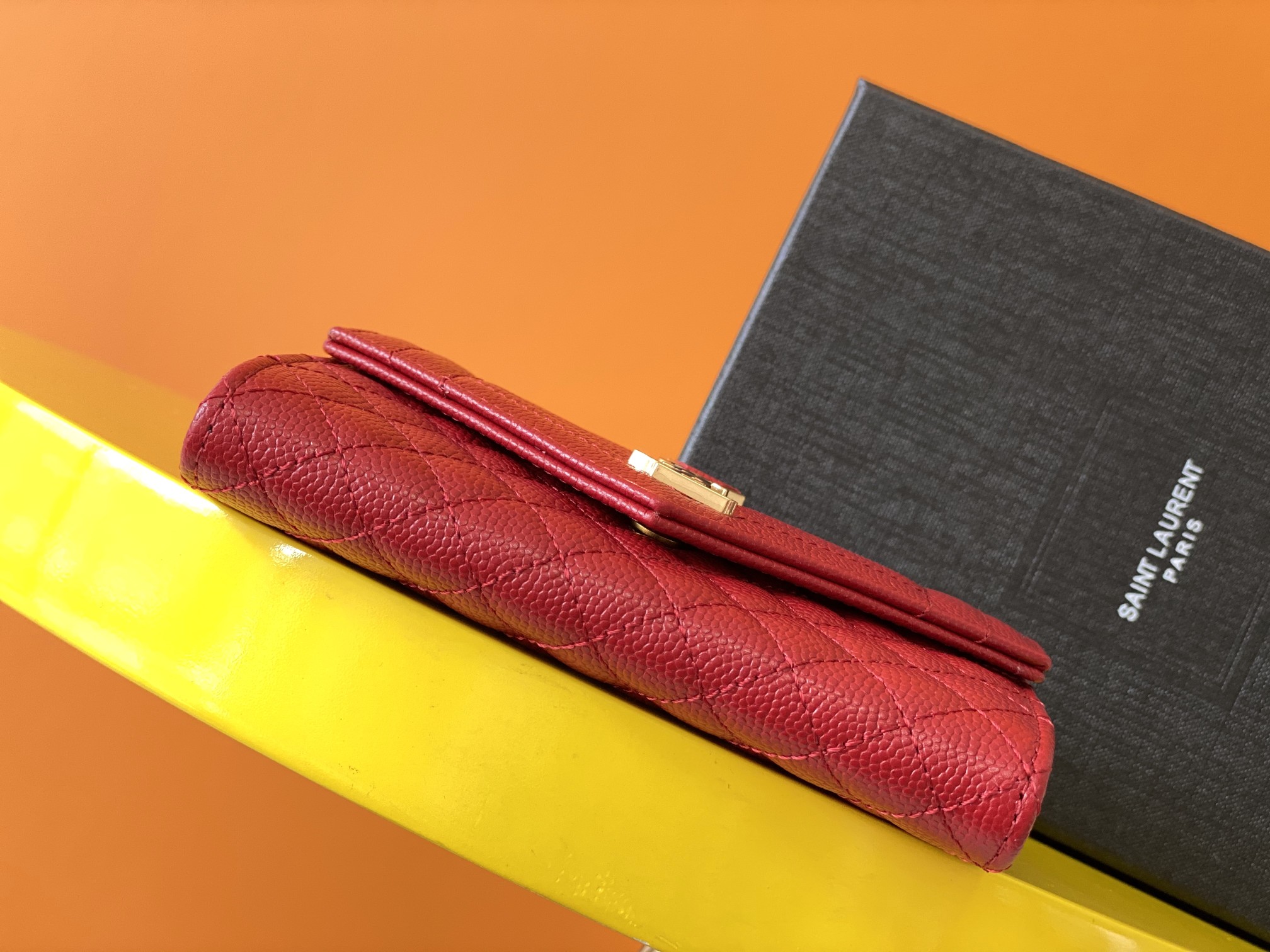 Y51 monogram small envelope wallet in mix quilted grained leather red 651026 13,5 x 9,5 x 3 cm