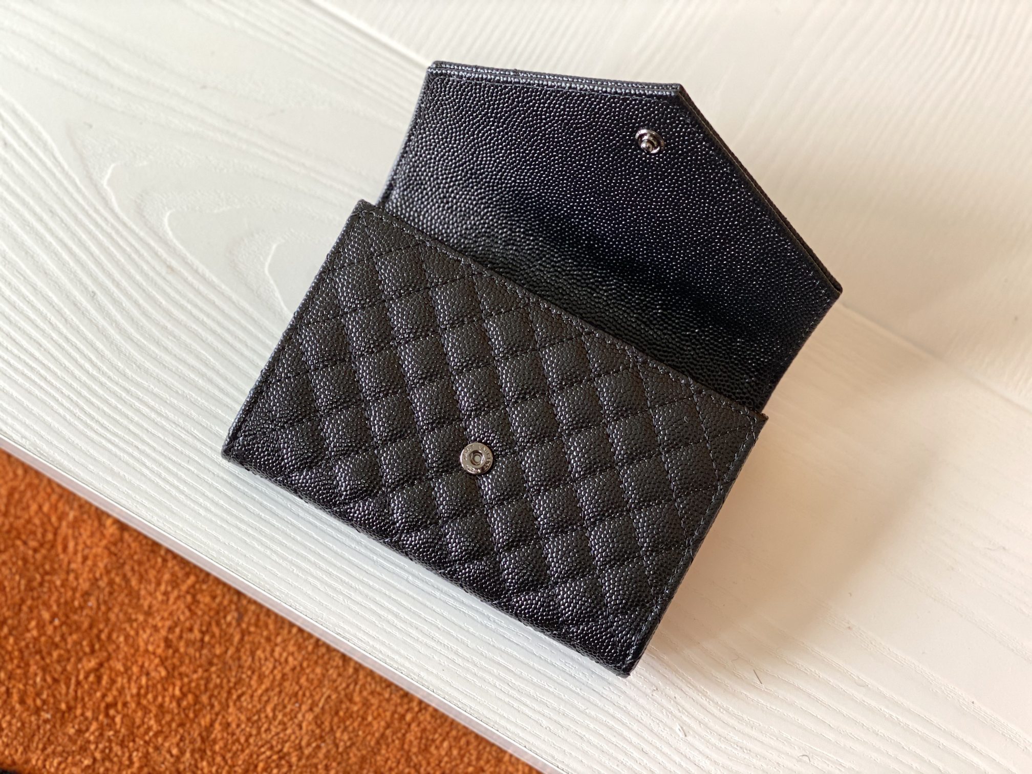 Y51 monogram small envelope wallet in mix quilted grained leather black metal 651026 13,5 x 9,5 x 3 cm