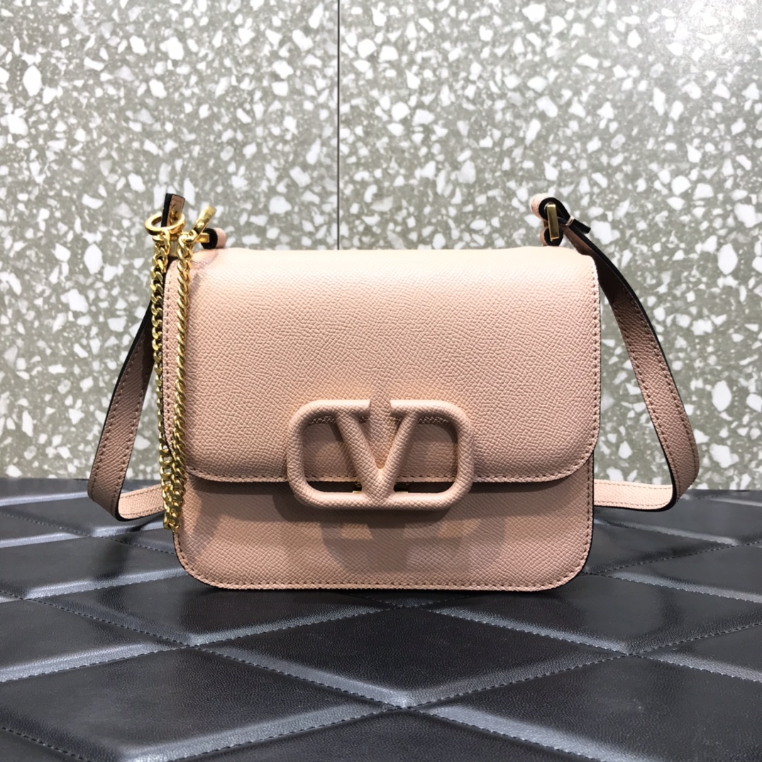 Va1e*ntin0 small vsling grainy calfskin shoulder bag pink vw2b0f01 18 x 18 x 9 cm